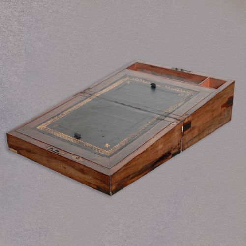 fig 1. Antique Walnut Writing Slope, Georgian Pen Box, Brass Bound English c.1810