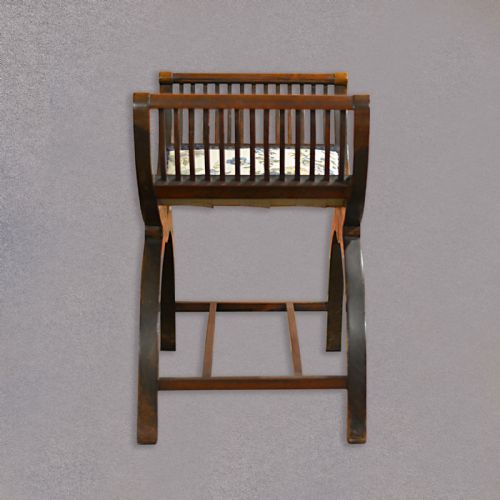 fig 2. Antique X Frame Stool, Piano Seat, English Edwardian Dressing Chair, c.1910