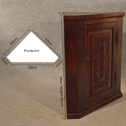 fig 1. Antique Oak Corner Cupboard Victorian Cabinet Free Standing or Wall Hang c1880