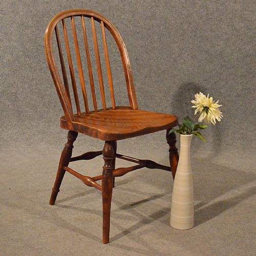 Antique Elm Kitchen Stick Back Side Dining Windsor Chair English Victorian C1880