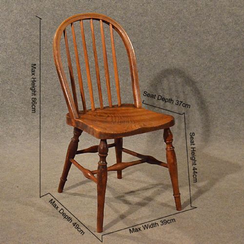 fig 1. Antique Elm Kitchen Stick Back Side Dining Windsor Chair English Victorian c1880