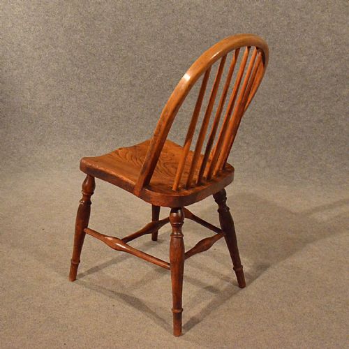fig 2. Antique Elm Kitchen Stick Back Side Dining Windsor Chair English Victorian c1880