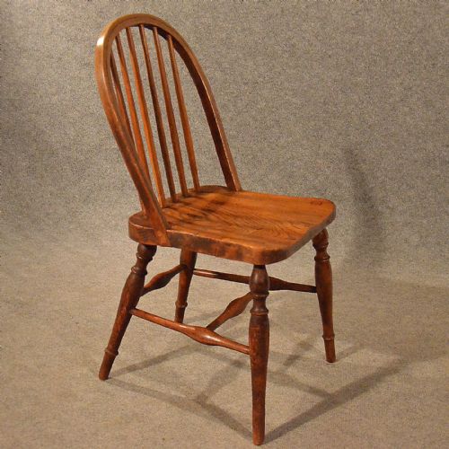 fig 3. Antique Elm Kitchen Stick Back Side Dining Windsor Chair English Victorian c1880