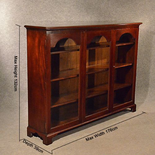 fig 1. Antique Bookcase Display Library Glazed Cabinet Mahogany Edwardian English c1910
