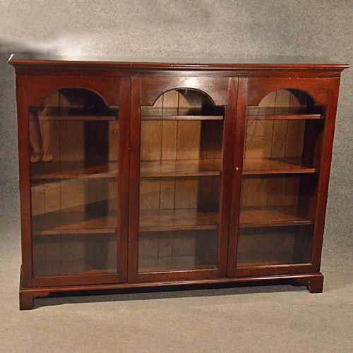 fig 3. Antique Bookcase Display Library Glazed Cabinet Mahogany Edwardian English c1910