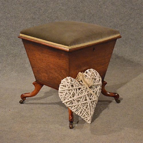 Antique Ottoman Stool Dressing Sewing Ladies Work Box Seat English Regency C1830