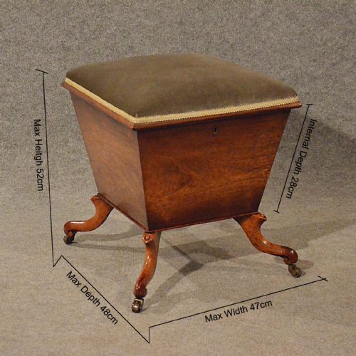 fig 1. Antique Ottoman Stool Dressing Sewing Ladies Work Box Seat English Regency c1830