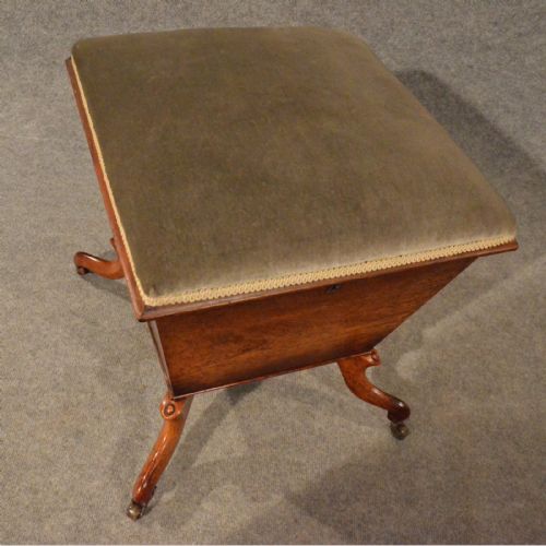 fig 2. Antique Ottoman Stool Dressing Sewing Ladies Work Box Seat English Regency c1830