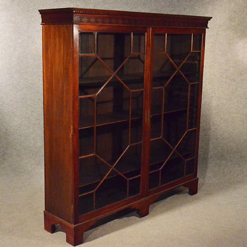 Antique Large Bookcase Display Astragal Glazed Cabinet Quality Edwardian C1910