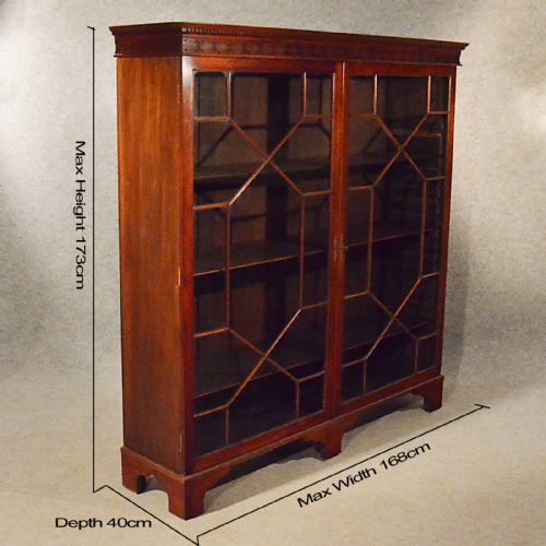 fig 1. Antique Large Bookcase Display Astragal Glazed Cabinet Quality Edwardian c1910