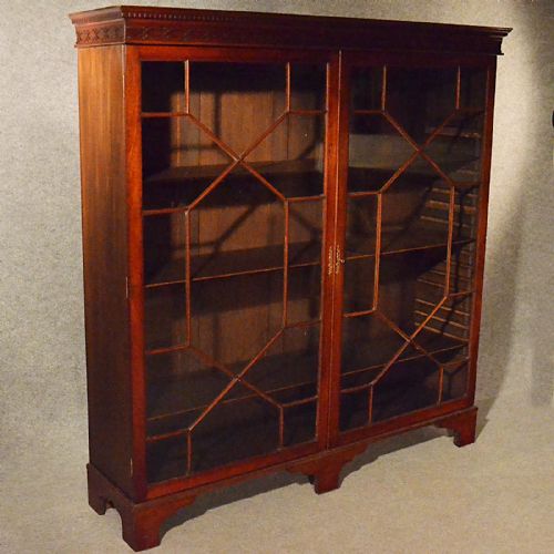 fig 2. Antique Large Bookcase Display Astragal Glazed Cabinet Quality Edwardian c1910