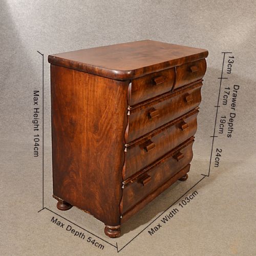 fig 1. Antique Chest of Drawers Flame Mahogany English Victorian c1880