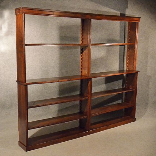 fig 2. Antique Open Bookcase Display Library Shelves Walnut English Victorian c1900