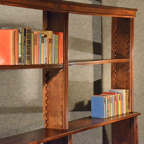 fig 3. Antique Open Bookcase Display Library Shelves Walnut English Victorian c1900