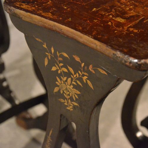 fig 2. Antique Nest Tables Japanned Ebonised Oriental Asian Quartetto Victorian c1890