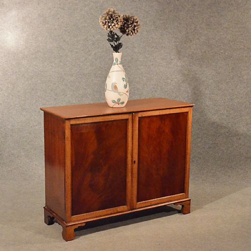Antique Cupboard Bookcase Cabinet Narrow Depth Mahogany Victorian English C1910