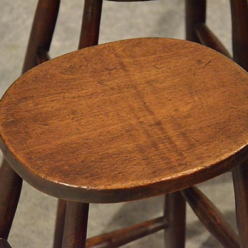 fig 3. Antique Stool Quality Set of 4 English Edwardian Kitchen Bar Lab Stools c1910