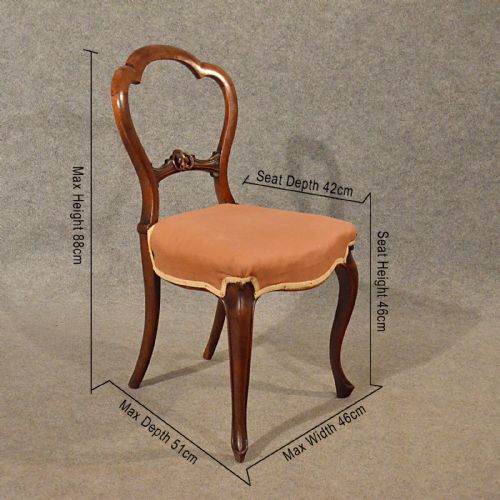 fig 1. Antique Dining Chairs Walnut Balloon Buckle Back & Cabriole Leg Victorian c1840