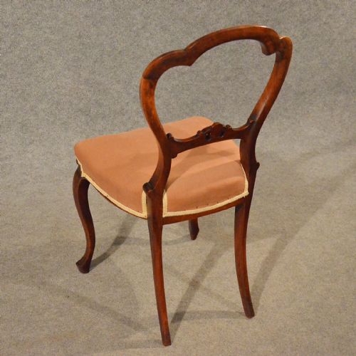 fig 3. Antique Dining Chairs Walnut Balloon Buckle Back & Cabriole Leg Victorian c1840