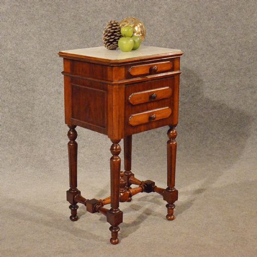 Antique Small Cabinet Side Table Bedside Cupboard Quality French Walnut C1900