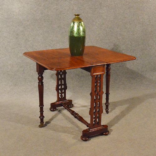 Antique Table Sutherland Drop Leaf Lamp Card Games Display Fine English C1870