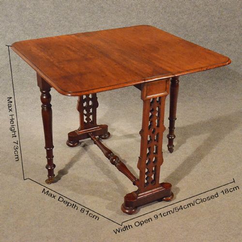 fig 1. Antique Table Sutherland Drop Leaf Lamp Card Games Display Fine English c1870