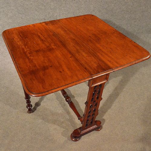 fig 3. Antique Table Sutherland Drop Leaf Lamp Card Games Display Fine English c1870