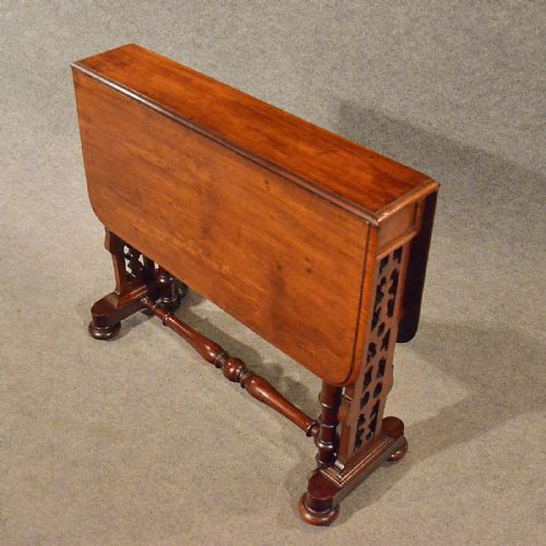 fig 4. Antique Table Sutherland Drop Leaf Lamp Card Games Display Fine English c1870