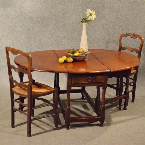Antique Oak Dining Kitchen Table with Drawer Gate Leg Drop Leaf Victorian C1900
