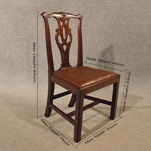 fig 1. Antique Dining Chairs Set 6 English Victorian Chippendale Revival Mahogany c1900