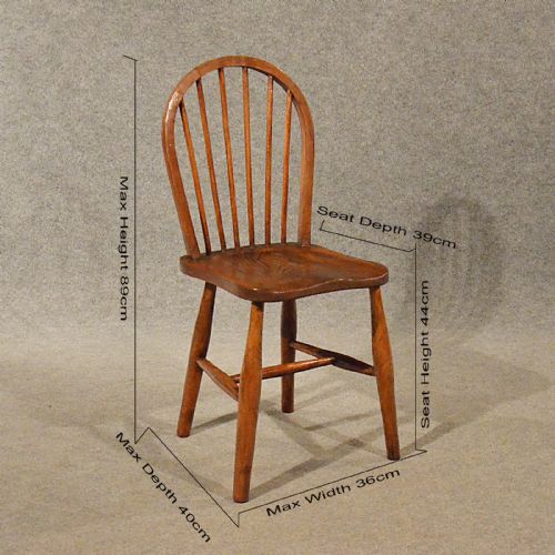fig 1. Antique Elm Chairs x 4 Kitchen Dining Quality Edwardian English Stick Back c1910