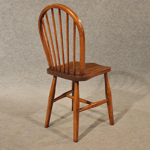 fig 3. Antique Elm Chairs x 4 Kitchen Dining Quality Edwardian English Stick Back c1910