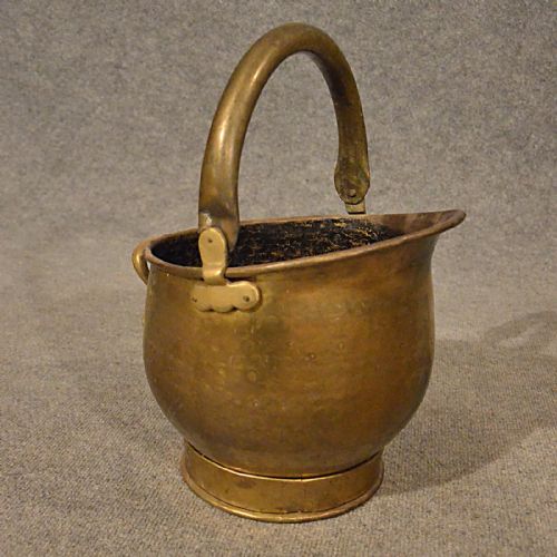 Antique Brass Fire Coal Bucket Fireside Log Bin Victorian English C1900