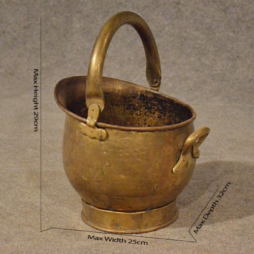 fig 1. Antique Brass Fire Coal Bucket Fireside Log Bin Victorian English c1900