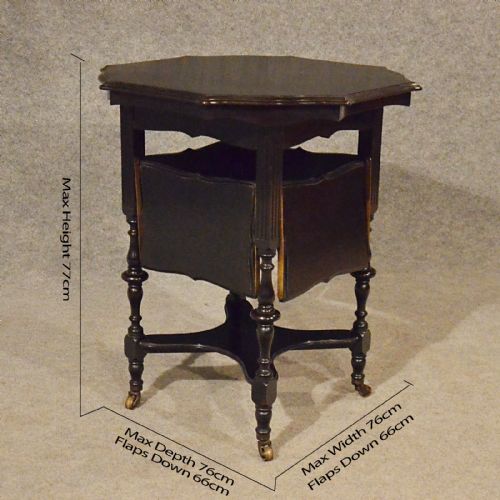 fig 1. Antique Tea Presentation Table Drop Leaf Lamp or Display Victorian English c1900