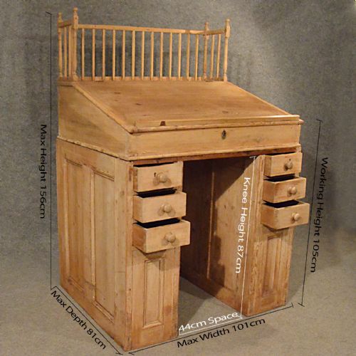 fig 1. Antique Standing Desk Study Office Clerks Bureau Workspace Victorian Pine c1900