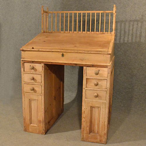 fig 2. Antique Standing Desk Study Office Clerks Bureau Workspace Victorian Pine c1900