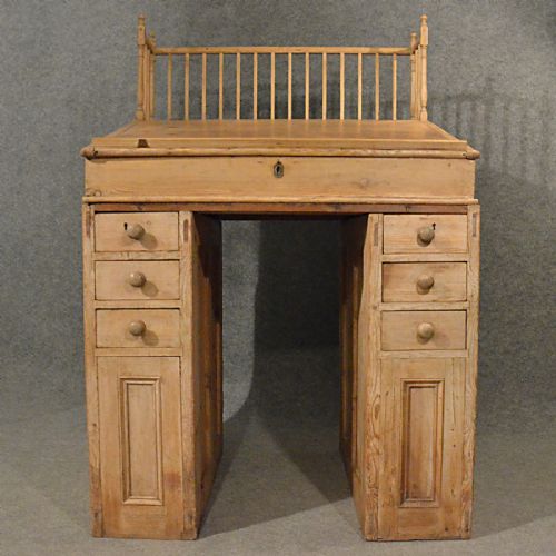 fig 4. Antique Standing Desk Study Office Clerks Bureau Workspace Victorian Pine c1900