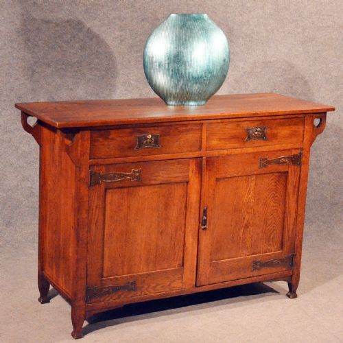 Original Arts and Crafts Cabinet Cupboard Antique Dresser Sideboard in Oak C1900