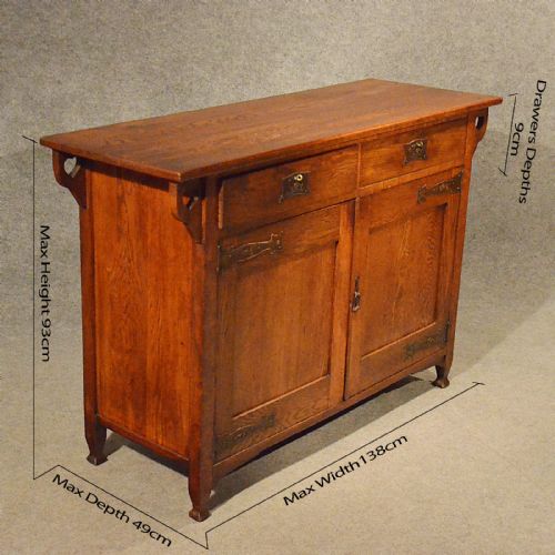 fig 1. Original Arts and Crafts Cabinet Cupboard Antique Dresser Sideboard in Oak c1900