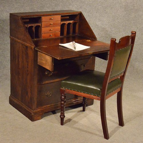 Antique Oak Bureau Writing Study Desk English Victorian C1900