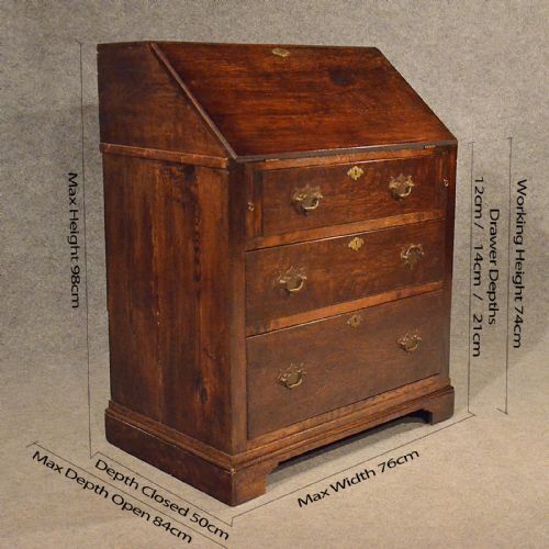 fig 1. Antique Oak Bureau Writing Study Desk English Victorian c1900