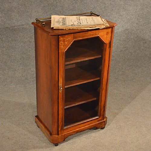 Antique Music Cupboard Display Cabinet Bookcase Walnut Victorian C1870