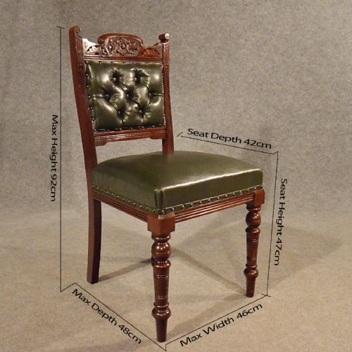 fig 1. Antique Leather Upholstered Dining Chairs Quality Set 4 Edwardian Mahogany c1910