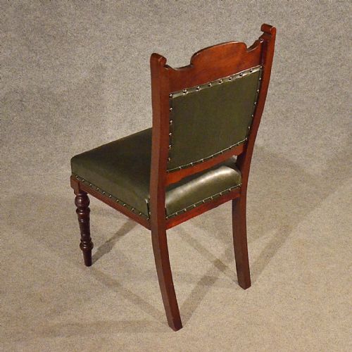 fig 3. Antique Leather Upholstered Dining Chairs Quality Set 4 Edwardian Mahogany c1910