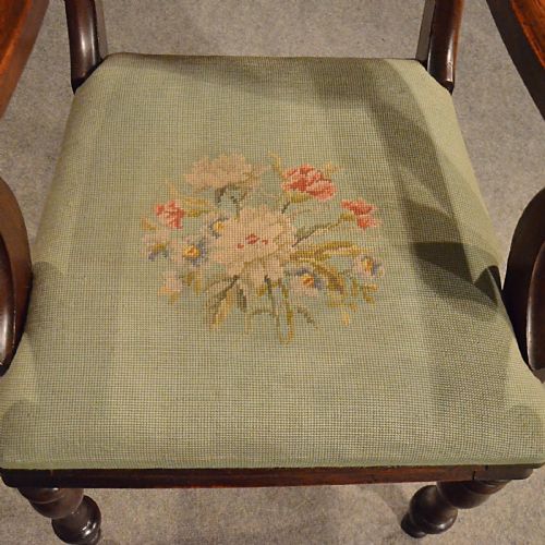 fig 3. Antique Scroll Arm Study Desk Side Chair Quality English Regency Mahogany c1830