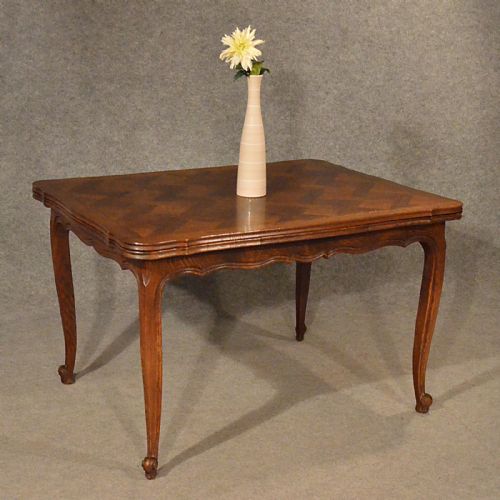 Antique Extending Kitchen Dining Table French Oak Draw Leaf 4 - 8 Seater C1930