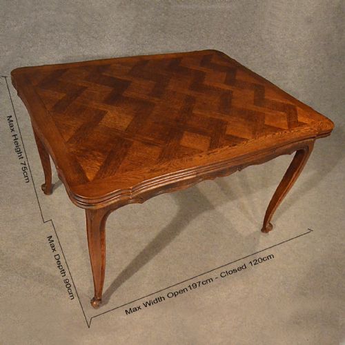 fig 1. Antique Extending Kitchen Dining Table French Oak Draw Leaf 4 - 8 Seater c1930