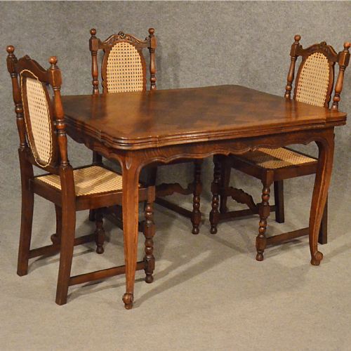 fig 2. Antique Extending Kitchen Dining Table French Oak Draw Leaf 4 - 8 Seater c1930