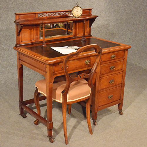 Antique Walnut Desk Leather Top Library Writing Table English Victorian C1880